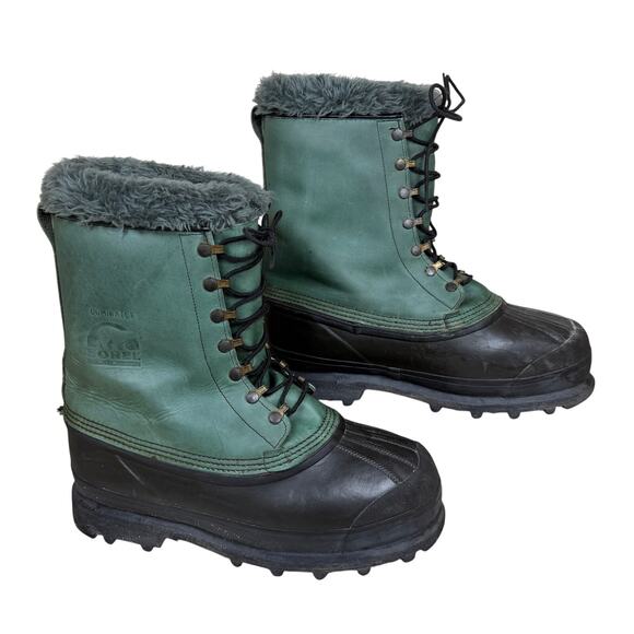 VTG Sorel Dominator Pac Snow Boots Insulated Warm Waterproof Green Men’s Sz 9
